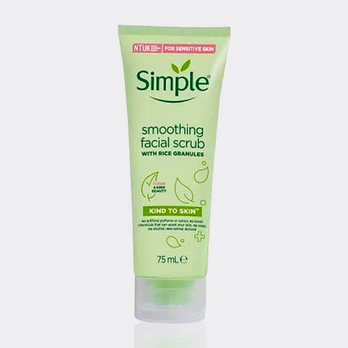 اسکراب روشن کننده برنج سفید سیمپل ۷۵ میل مدل smoothing facial scrub