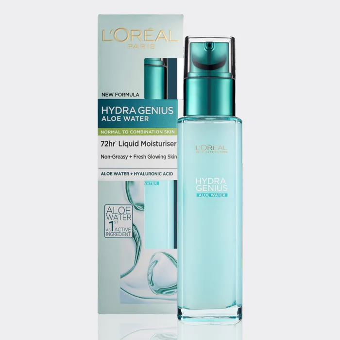 آبرسان 72 ساعته آلوئه ورا و هیالورونیک اسید لورآل 70 میل مدل Hydra Genius Aloe Water