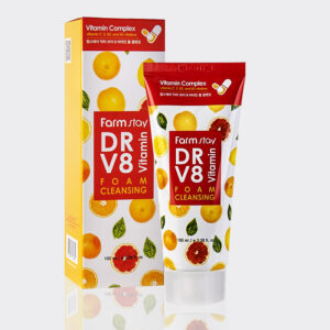 فوم شستشوی صورت مولتی ویتامین و روشن کننده فارم استی  100 میل مدل DR V8 vitamin foam cleansing
