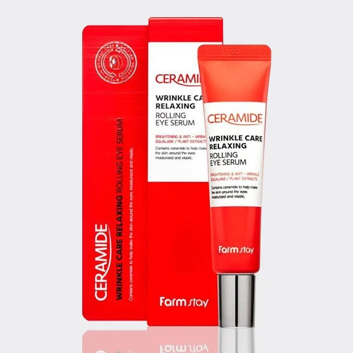 سرم رولی دور چشم سرامید ضد چروک فارم استی حجم 25 میل مدل Ceramide Wrinkle Care Relaxing Rolling Eye Serum