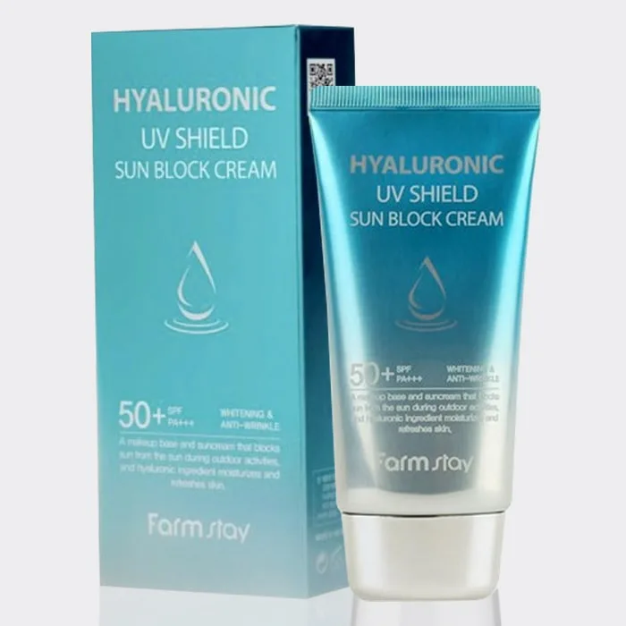 2-min کرم ضد آفتاب آبرسان فارم استی SPF50 حجم 70 گرم مدل Farm Stay Hyaluronic UV Shield Sun Block Cream