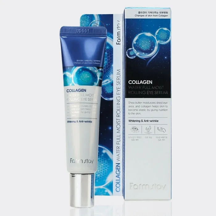 سرم رولی آبرسان و کلاژن ساز دور چشم  فارم استی حجم 25 میل مدل Collagen Water full Moist Rolling Eye Serum