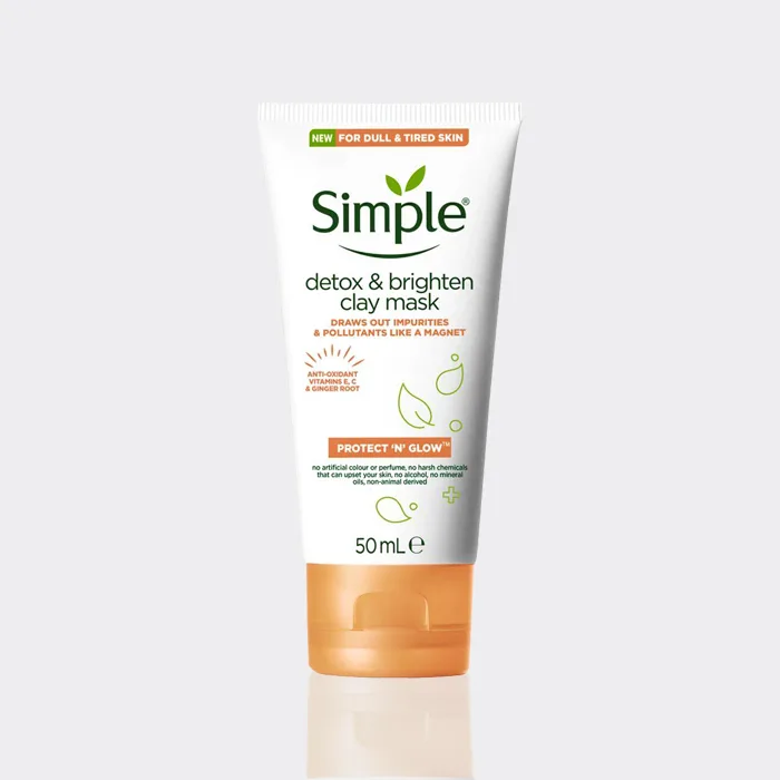 ماسک خاک رس سم زدا و روشن کننده سیمپل 50 میل مدل Protect ‘n’ Glow detox & brighten clay mask
