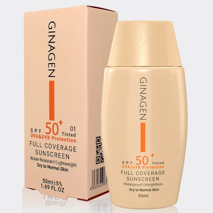 box-ginagen-dry-to-normal-tinted-sunscreen کرم ضد آفتاب رنگی پوست خشک ژیناژن