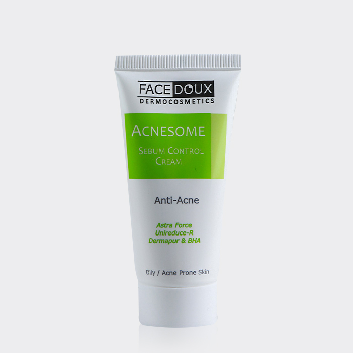 1-facedoux-acnesome-anti-acne-cream کرم ضد جوش و کنترل چربی آکنه زوم فیس دوکس برای کاهش آکنه، کنترل چربی پوست و جمع شدن منافذ باز