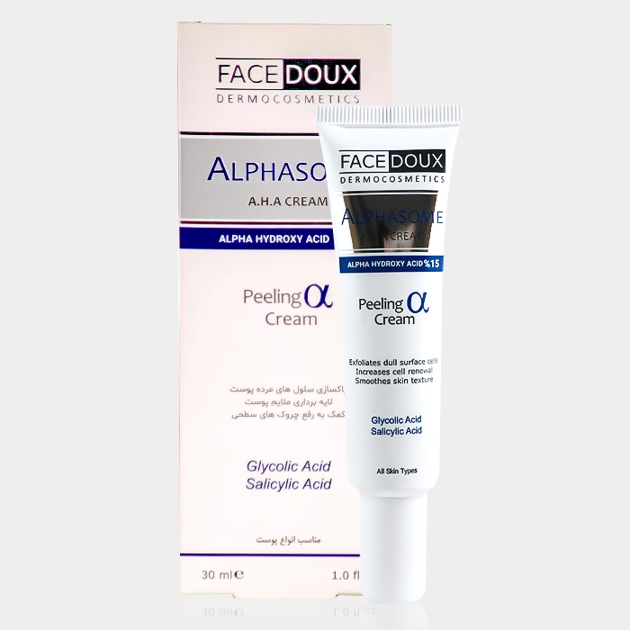 2-facedoux alphasome aha 15% copy کرم لایه بردار آلفا هیدروکسی اسید 15% آلفازوم فیس دوکس