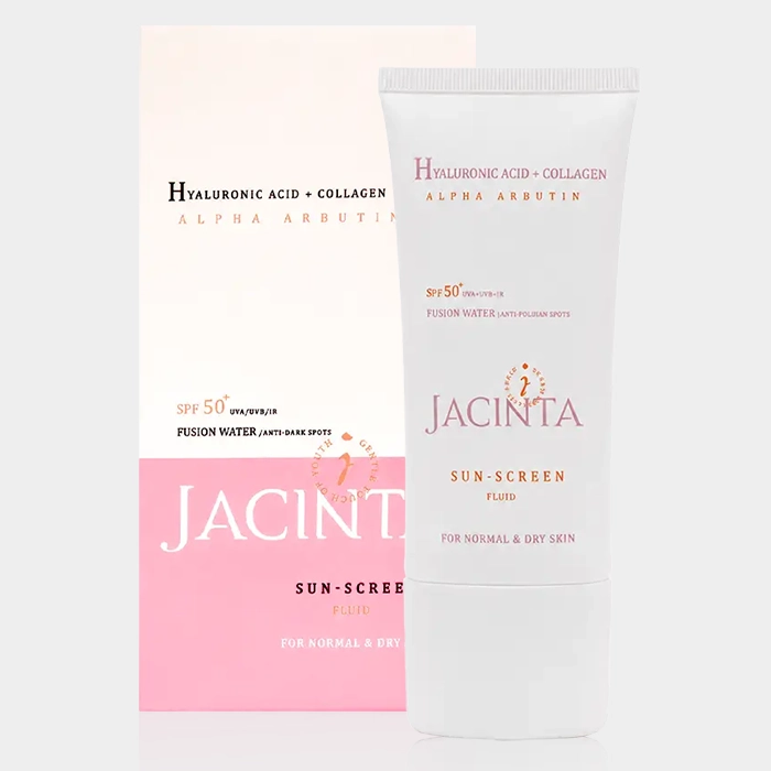 2-jacinta sunscreen dry skin copy فلوئید ضد آفتاب روشن کننده پوست خشک ژاکینتا