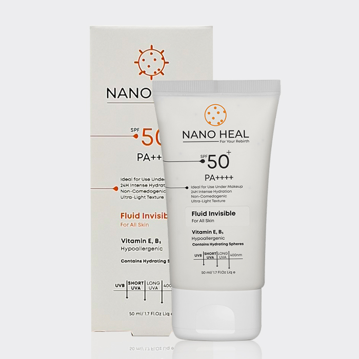 2-nanoheal-fluid-invisible-all-skin فلوئید ضد آفتاب انواع پوست نانو هیل