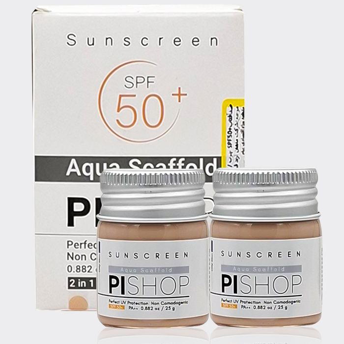 2-pi-shop-sunscreen-50-oily-skin-natural-beige کرم ضد آفتاب رنگی پوست چرب پی شاپ PI SHOP Aqua Scaffold Tinted Sun Screen Oily Skin 50ml