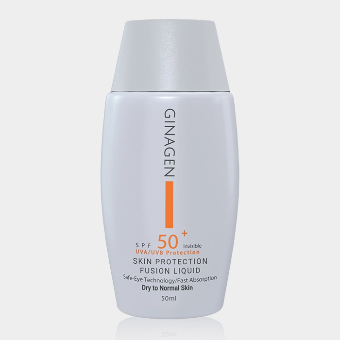 1-ginagen fusion liquid sunscreen dry copy کرم ضد آفتاب پوست نرمال تا خشک ژیناژن