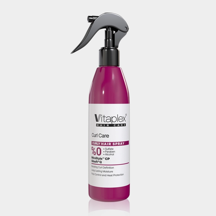 1-vitaplex curly hair spray copy اسپری آبرسان و ترمیم کننده موهای فر ویتاپلکس