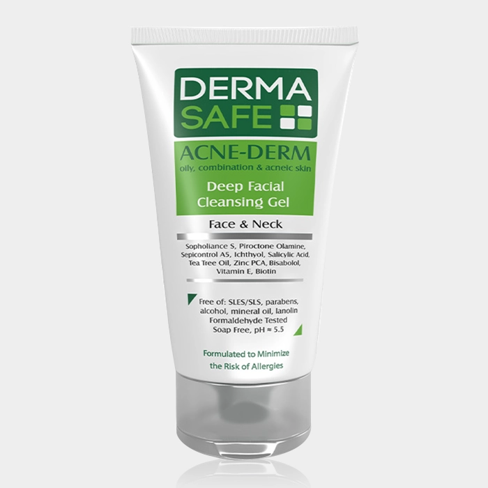 1-dermasafe acne derm deep facial cleansing gel copy ژل شستشو پوست چرب آکنه درم درماسیف