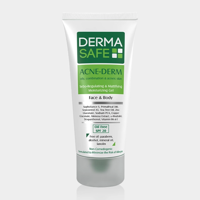 1-dermasafe acne derm hand and face copy ژل مرطوب کننده آکنه درم درماسیف