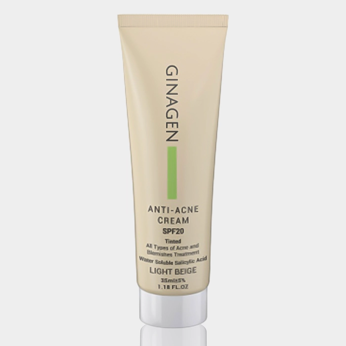 1-ginagen anti acne cream light beige#ecc79b copy کرم ضد جوش رنگی ژیناژن