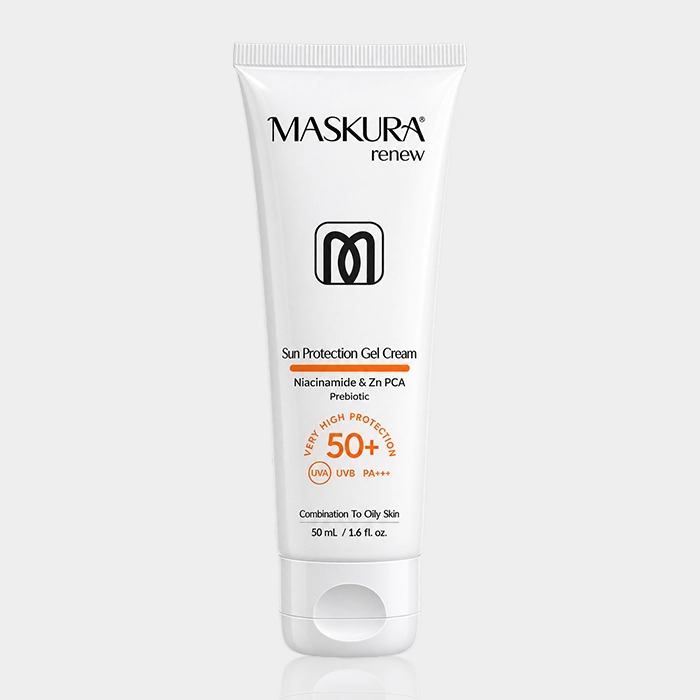 1-maskura sun gel cream niacinamid copy کرم ژل ضد آفتاب پوست چرب ماسکورا