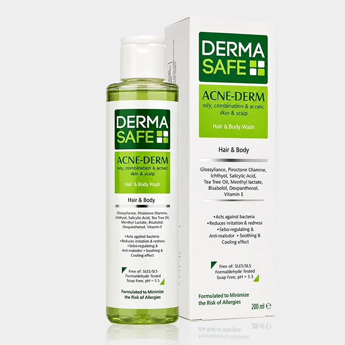 2-dermasafe acne derm haire and body wash copy شامپو آکنه درم درماسیف