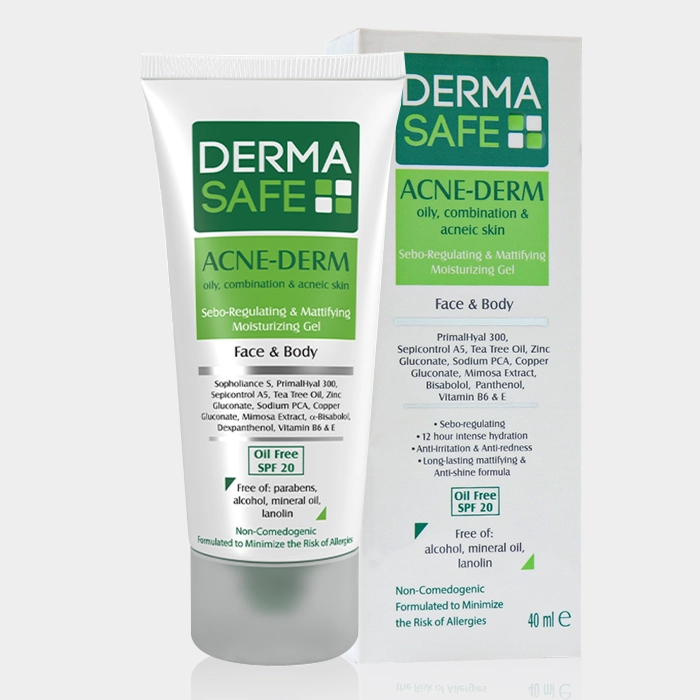 2-dermasafe acne derm hand and face copy ژل مرطوب کننده آکنه درم درماسیف
