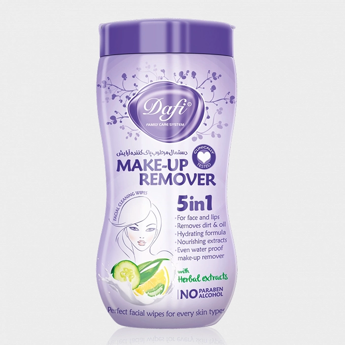 1-dafi make up remover 5 in 1 copy دستمال مرطوب پاک کننده آرایش کمر باریک دافی