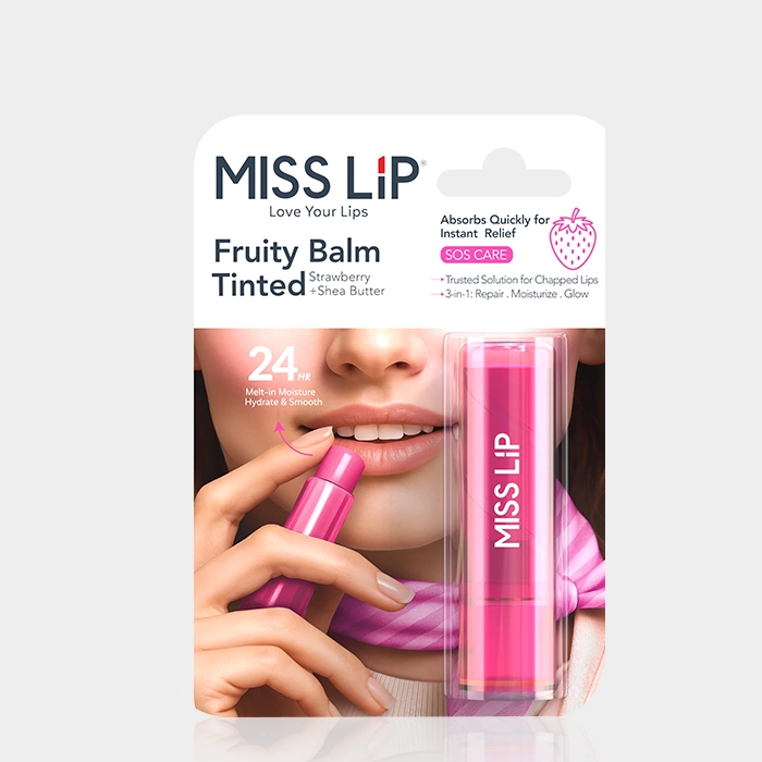1-miss lip strawberry copy بالم لب رنگی توت فرنگی میس لیپ حاوی شی باتر