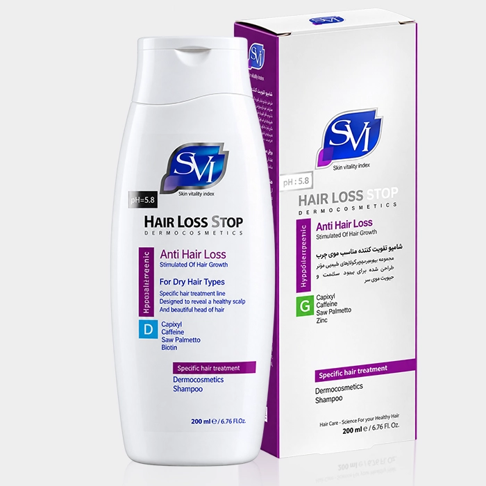 2-svi anti hair loss dry hair copy شامپو ضد ریزش موی خشک اس وی آی Hair Loss Stop