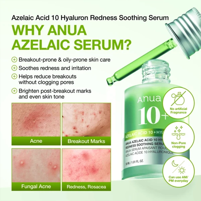 سرم ضدقرمزی Anua Azelaic Acid 10 Hyaluron Redness Soothing Serum
